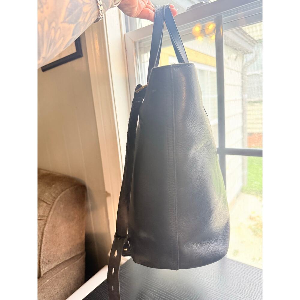 Madewell Black Leather Transport Tote Bag Crossbody Shoulder Purse - Picture 10 of 16